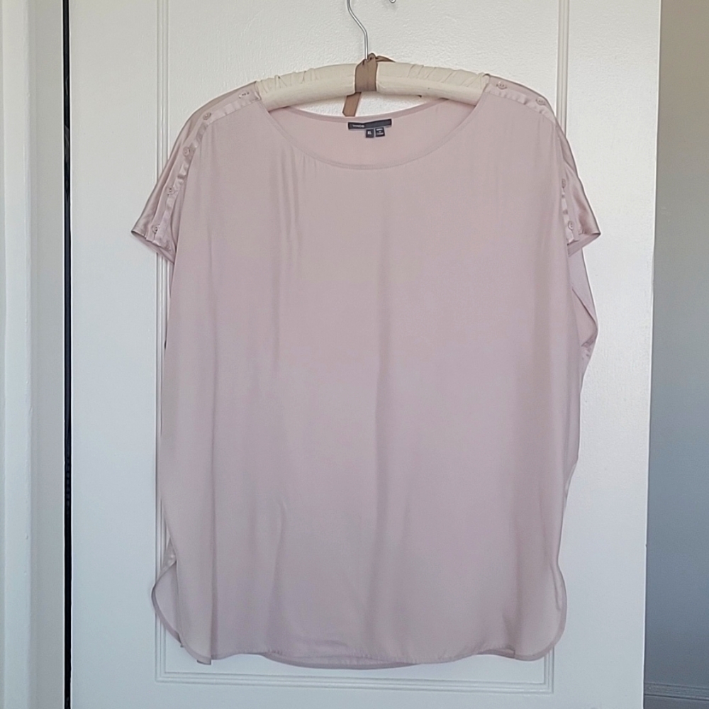 Vince sleeveless silk blouse, pale pink